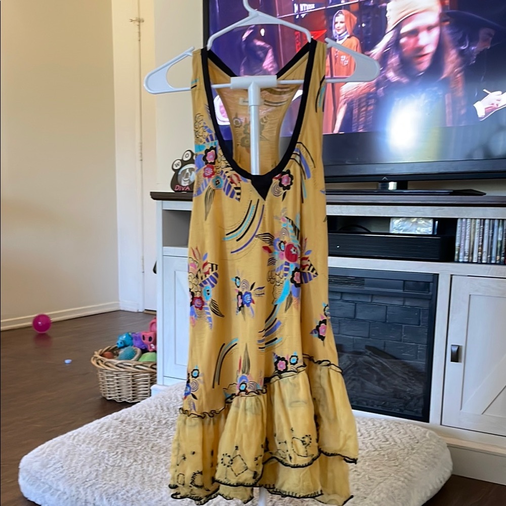 Yellow Floral Sleeveless Dress